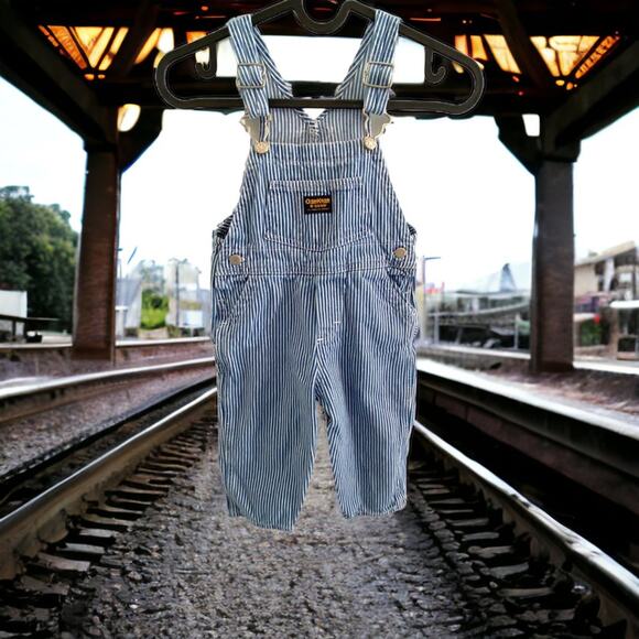 Vintage oshkosh b’gosh railroad striped overalls Conductor baby 24m